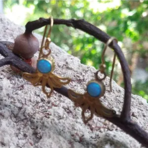 Gold Plated Sterling Silver Earrings, Filigree silver earrings, opal earrings