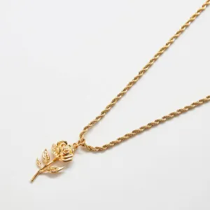 Gold Rose Charm Necklace