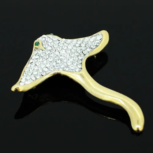 Golden Crystal Stingray Brooch