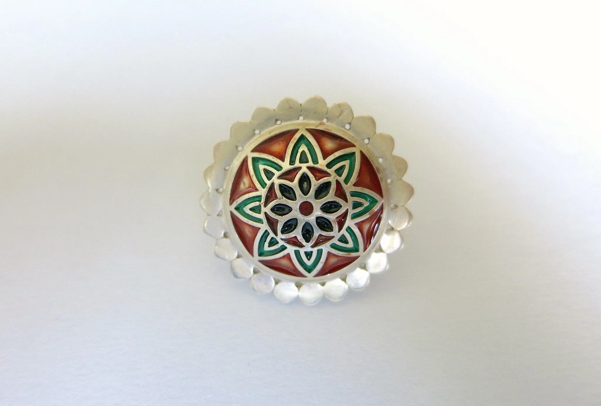 Gorgeous, red and green Nathdwara enamel statement ring