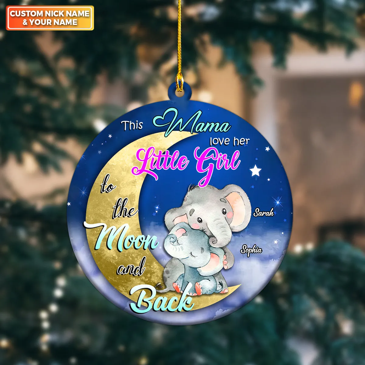 Grandma And Grandkids On Moon Personalized Circle Ornament Family Custom Shaped Ornament