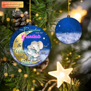 Grandma And Grandkids On Moon Personalized Circle Ornament Family Custom Shaped Ornament