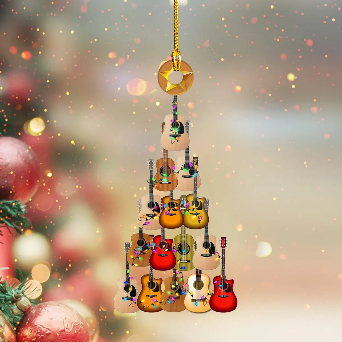 Guitar Christmas - Shaped Ornament 09