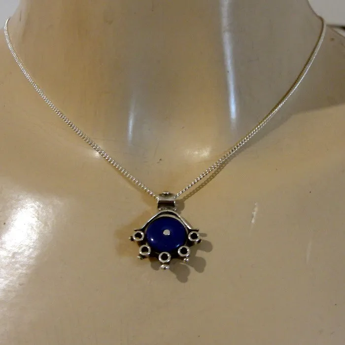 Hadar Designers Blue Lapis Lazuli pendant 925 sterling silver handmade art (h) y