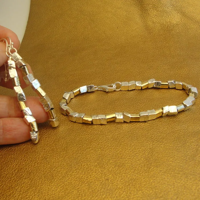 Hadar Designers Bracelet 14k Yellow Gold Fil Sterling Silver Handmade (I b036)