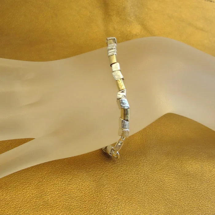 Hadar Designers Bracelet 14k Yellow Gold Fil Sterling Silver Handmade (I b036)