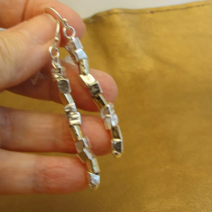 Hadar Designers Earrings Long Dangle 14k Gold Fil 925 Sterling Silver (I be036)
