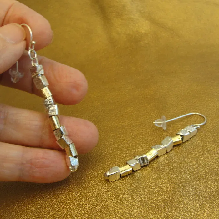 Hadar Designers Earrings Long Dangle 14k Gold Fil 925 Sterling Silver (I be036)