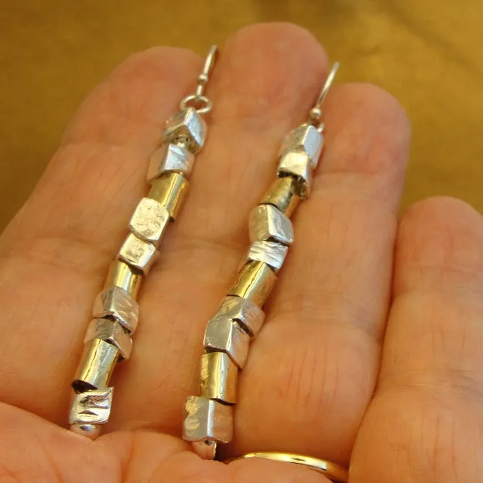 Hadar Designers Earrings Long Dangle 14k Gold Fil 925 Sterling Silver (I be036)