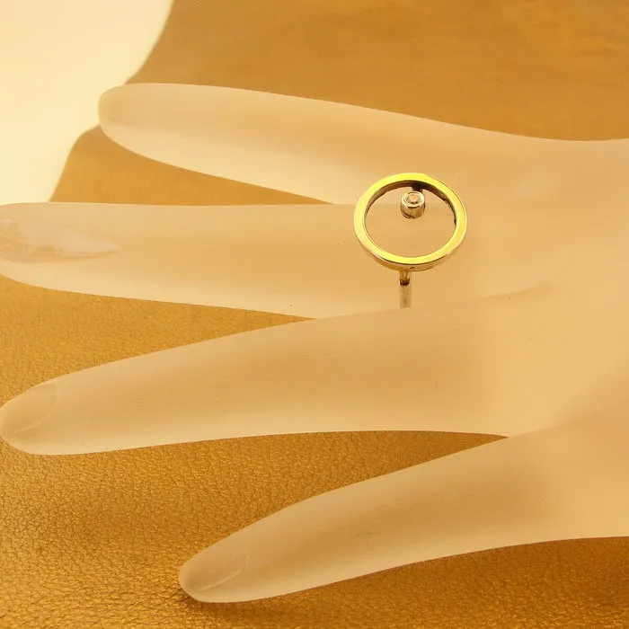 Hadar Designers Handmade 9k Yellow Gold 925 Silver White Zircon Ring 5,6,7,8,9,10 (MS 1615)