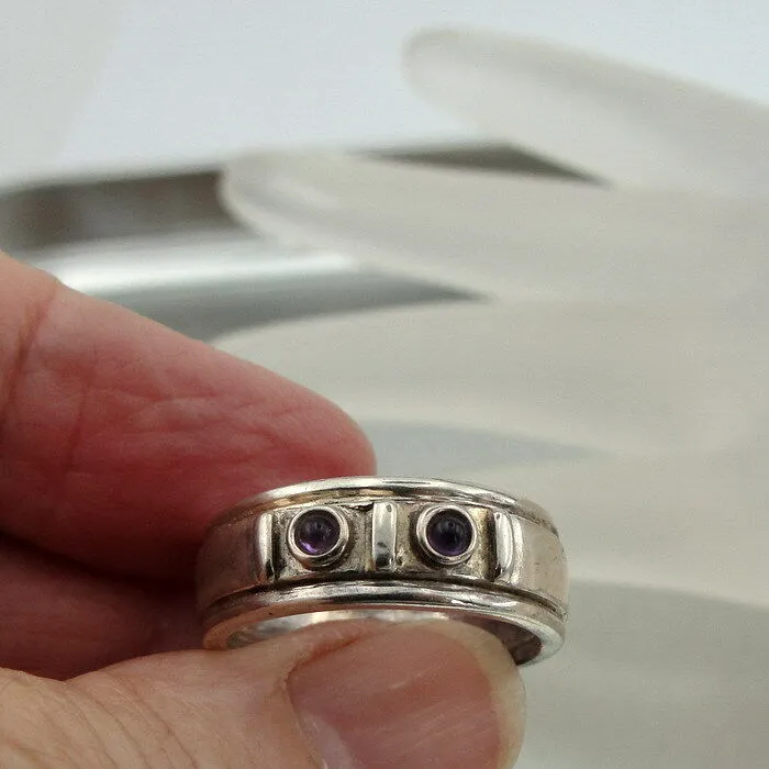 Hadar Designers Pink Tourmaline Ring size 7.5, 8 Handmade 925 Silver (H) y