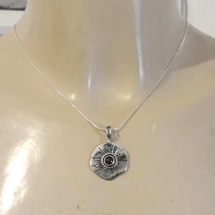 Hadar Designers Red Garnet Pendant 925 Sterling Silver Artist Handmade (MS*)y