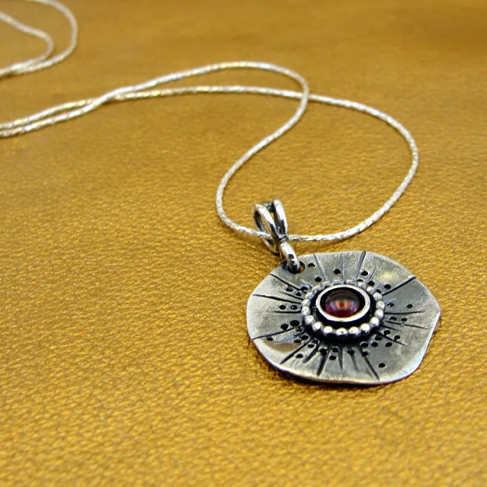 Hadar Designers Red Garnet Pendant 925 Sterling Silver Artist Handmade (MS*)y