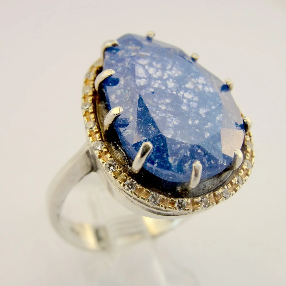 Hadar Designers Ruby zircon Ring 9k Yellow Gold Sterling Silver 8.5 (ms 1430)Y