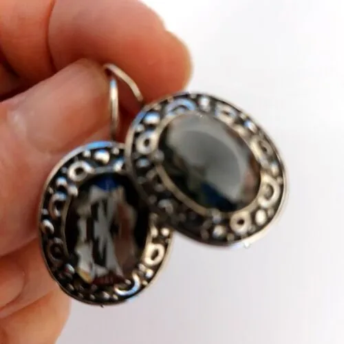 Hadar Designers Smoky Earrings 925 Sterling Silver Handmade ()LAST