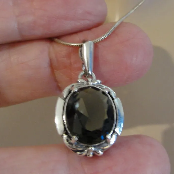Hadar Designers smoky zircon Pendant 925 sterling silver handmade () LAST