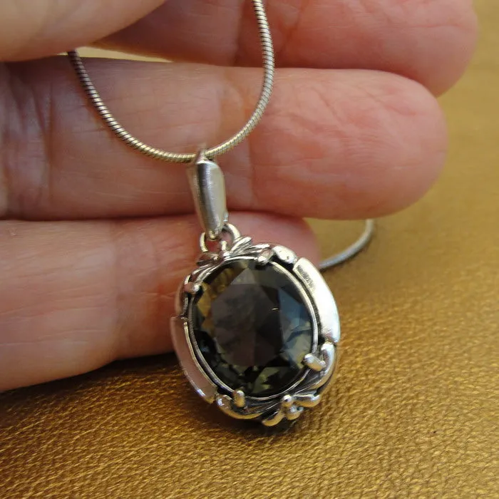 Hadar Designers smoky zircon Pendant 925 sterling silver handmade () LAST