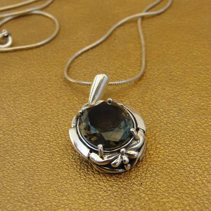 Hadar Designers smoky zircon Pendant 925 sterling silver handmade () LAST
