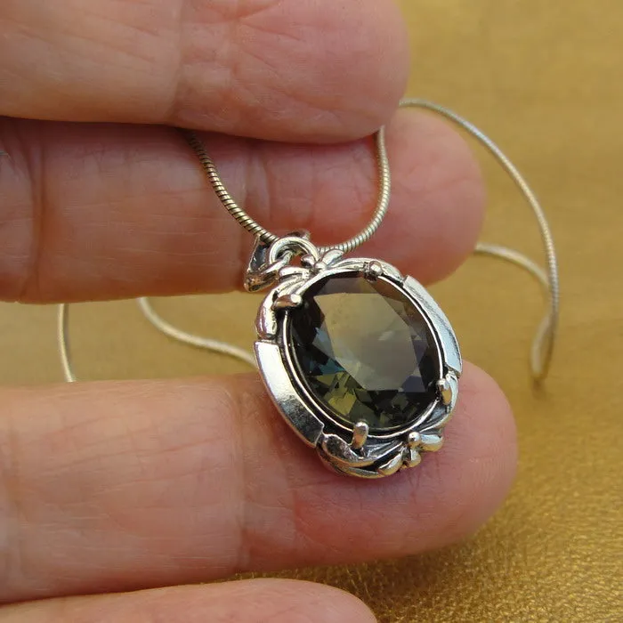Hadar Designers smoky zircon Pendant 925 sterling silver handmade () LAST