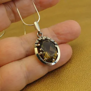 Hadar Designers smoky zircon Pendant 925 sterling silver handmade (ms 1549)y