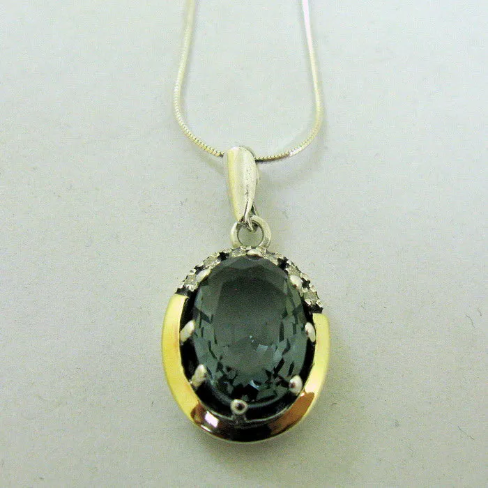 Hadar Designers smoky zircon Pendant 925 sterling silver handmade (ms 1549)y