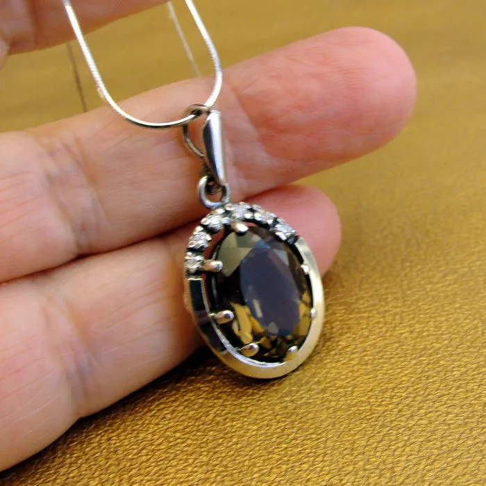 Hadar Designers smoky zircon Pendant 925 sterling silver handmade (ms 1549)y