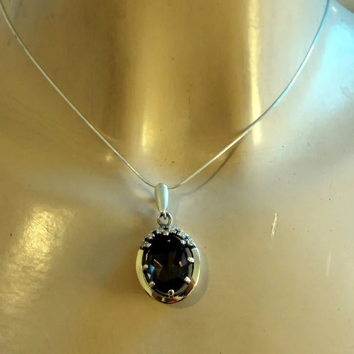 Hadar Designers smoky zircon Pendant 925 sterling silver handmade (ms 1549)y