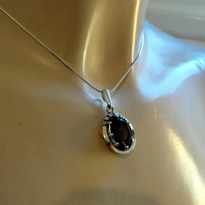 Hadar Designers smoky zircon Pendant 925 sterling silver handmade (ms 1549)y