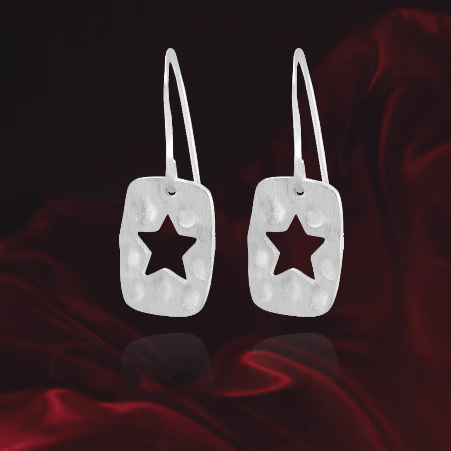 Hammered Finish Star Earrings