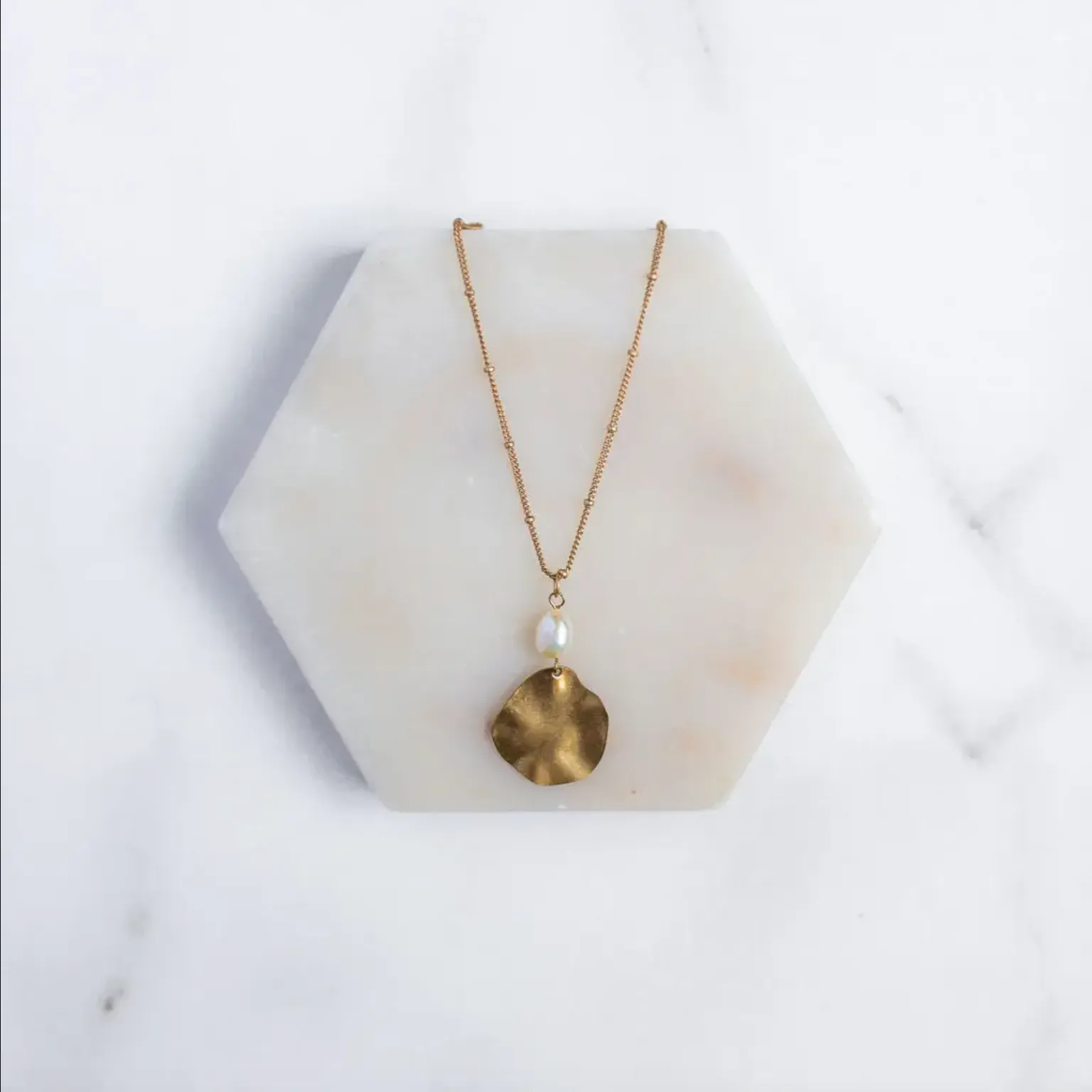 Hammered Freshwater Pearl Pendant