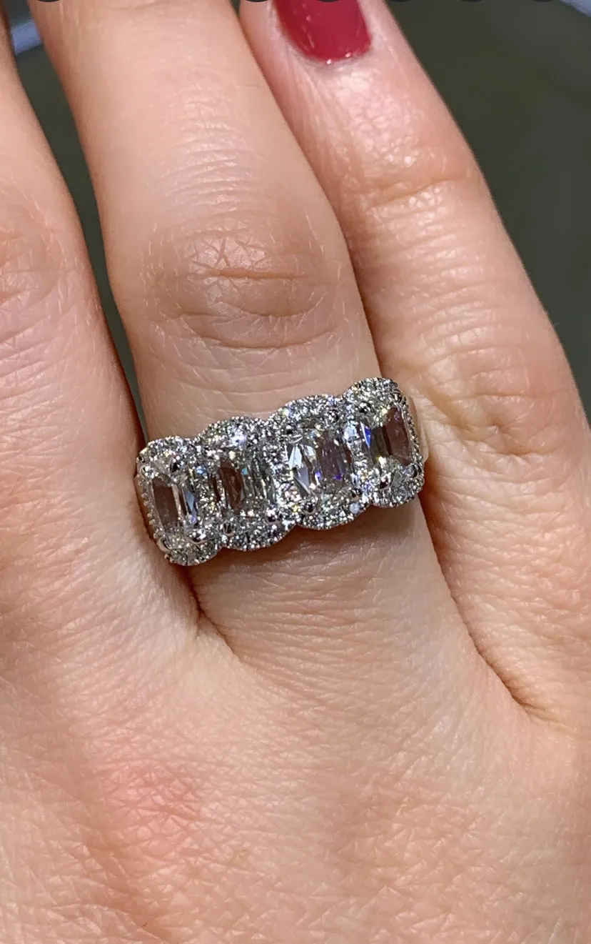 Henri Daussi 2.46ct tw Cushion Matching Four Stone Band Anniversary Ring