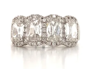 Henri Daussi 2.46ct tw Cushion Matching Four Stone Band Anniversary Ring
