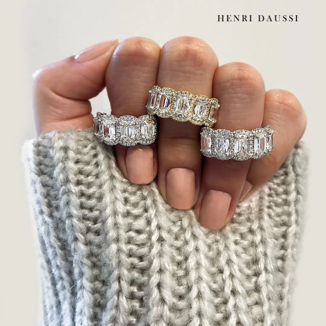 Henri Daussi 2.46ct tw Cushion Matching Four Stone Band Anniversary Ring