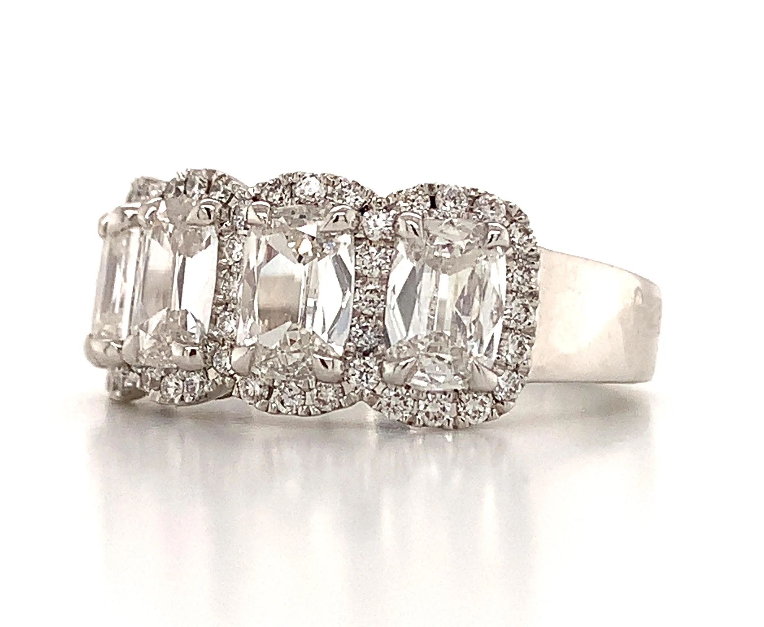 Henri Daussi 2.46ct tw Cushion Matching Four Stone Band Anniversary Ring