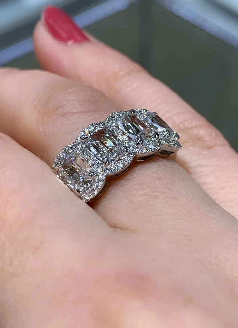 Henri Daussi 2.46ct tw Cushion Matching Four Stone Band Anniversary Ring