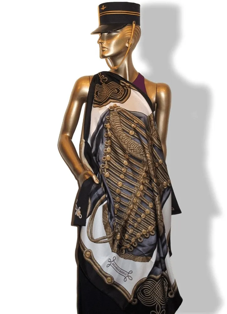 Hermes Special Limited Issue 2011 BERLIN Black Aged Gold Grey BRANDEBOURG Twill 90cm NIB!