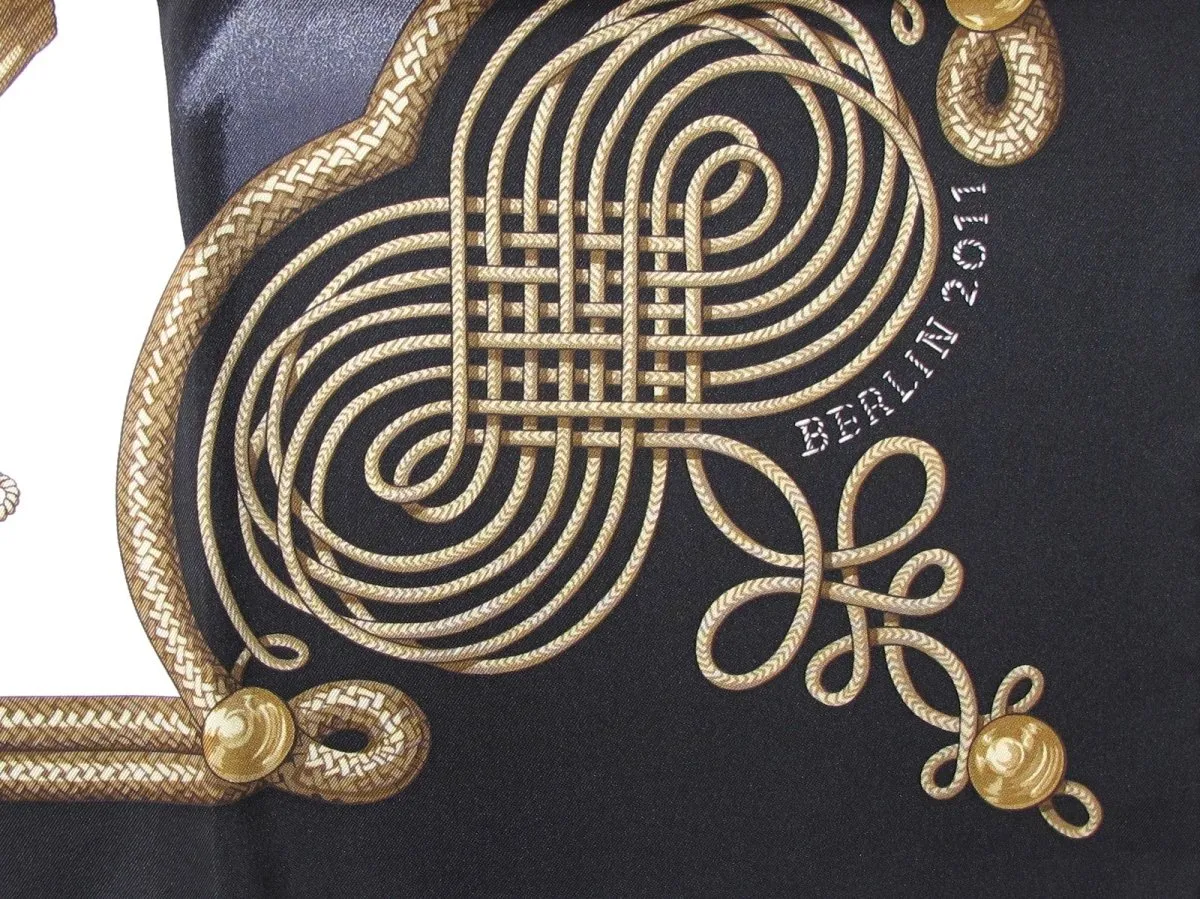 Hermes Special Limited Issue 2011 BERLIN Black Aged Gold Grey BRANDEBOURG Twill 90cm NIB!