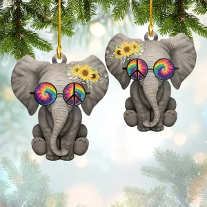 Hippie Elephant - Custom Shaped Ornament