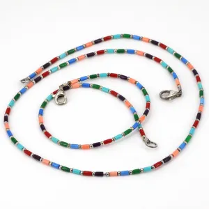 HTF Vintage Silpada Delicate Multi-Color Tube Bead Necklace & Anklet N0845 A1076
