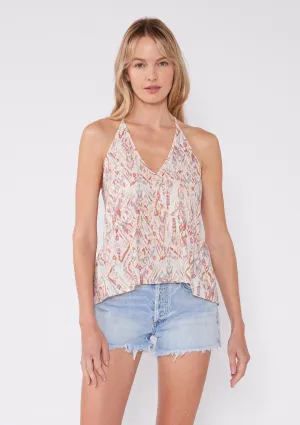 Ikat V Neck Peplum Tank Top