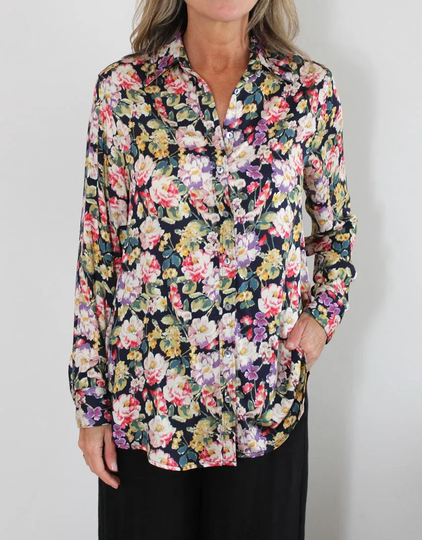 Indigo Shirt - Camelia Print