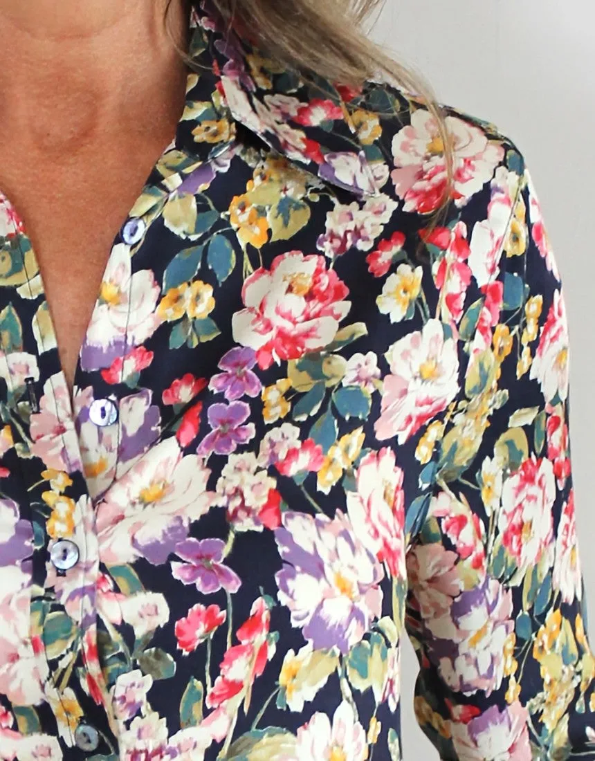 Indigo Shirt - Camelia Print