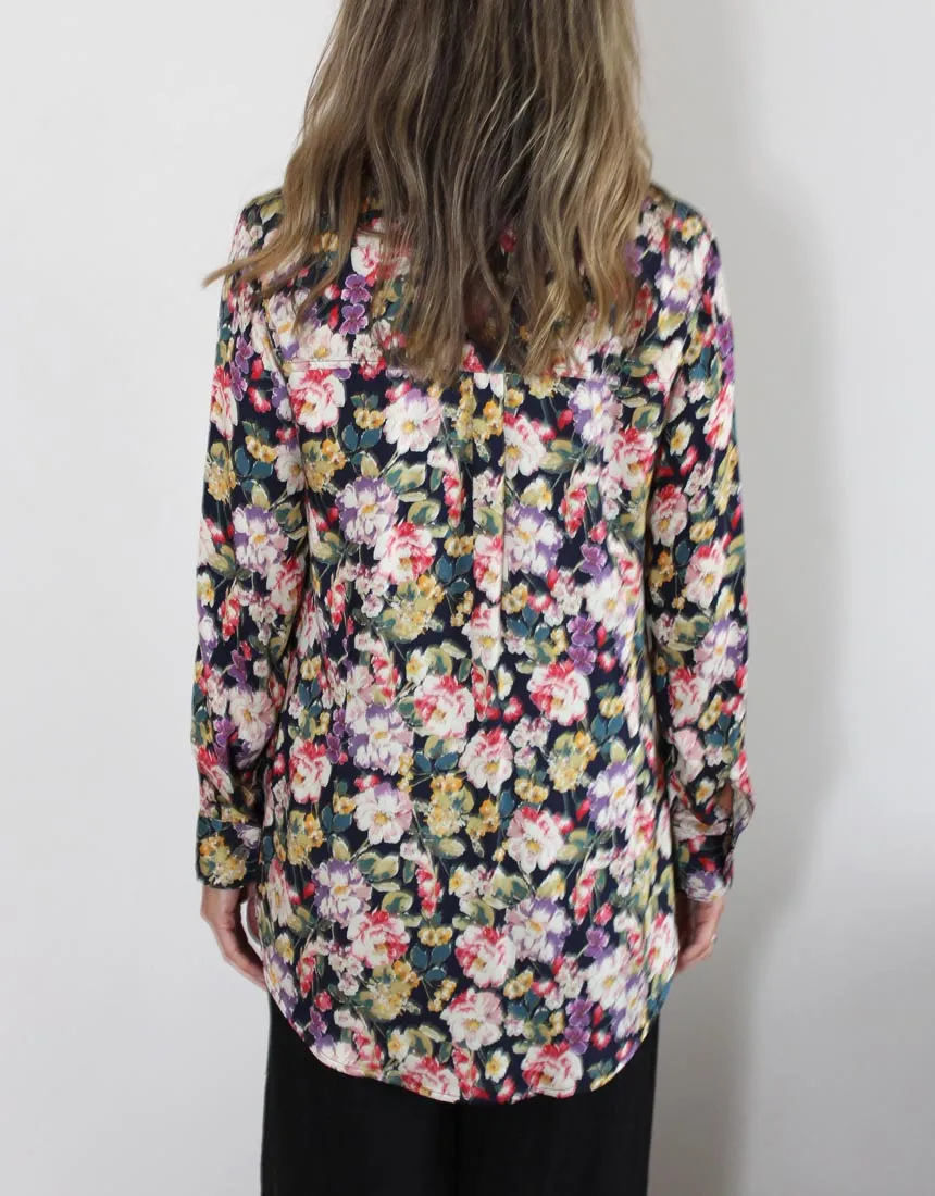 Indigo Shirt - Camelia Print