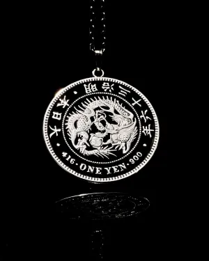 Japan - One Yen Dragon Cut Coin Pendant