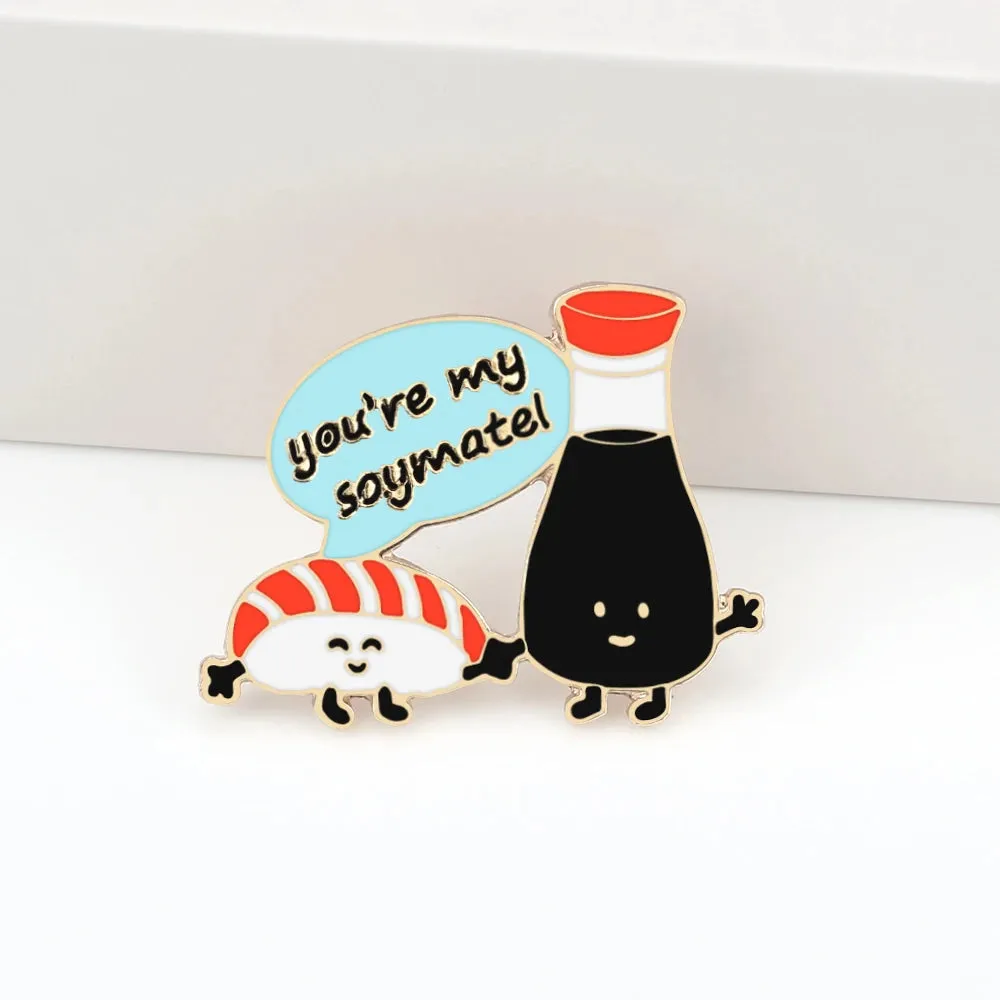 Kawaii Japanese Food Lapel Pins 🍣🥢 Cute Salmon Sushi & Ramen Brooches ✨ Fun Enamel Badges for Kids & Girls 🎀 Adorable Jewelry Gift!