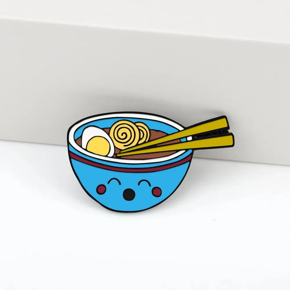 Kawaii Japanese Food Lapel Pins 🍣🥢 Cute Salmon Sushi & Ramen Brooches ✨ Fun Enamel Badges for Kids & Girls 🎀 Adorable Jewelry Gift!