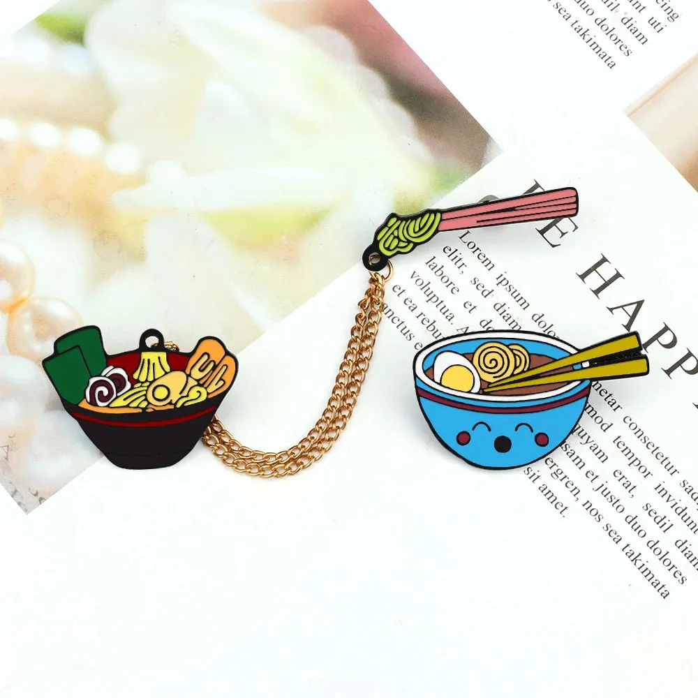 Kawaii Japanese Food Lapel Pins 🍣🥢 Cute Salmon Sushi & Ramen Brooches ✨ Fun Enamel Badges for Kids & Girls 🎀 Adorable Jewelry Gift!