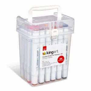 KINGART® PRO Double-Ended Art Alcohol Markers, 24 Portrait Palette Colors with Both Fine & Chisel Tips and Superior Blendability