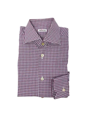 Kiton Red Geomteric Cotton Shirt