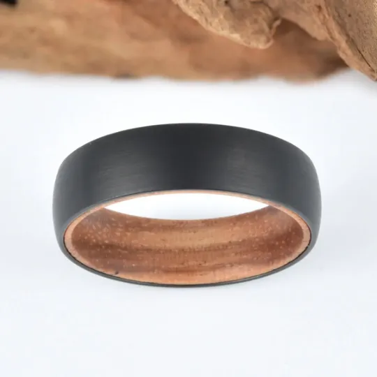 Koa Wood Tungsten Men's Wedding Band 6MM